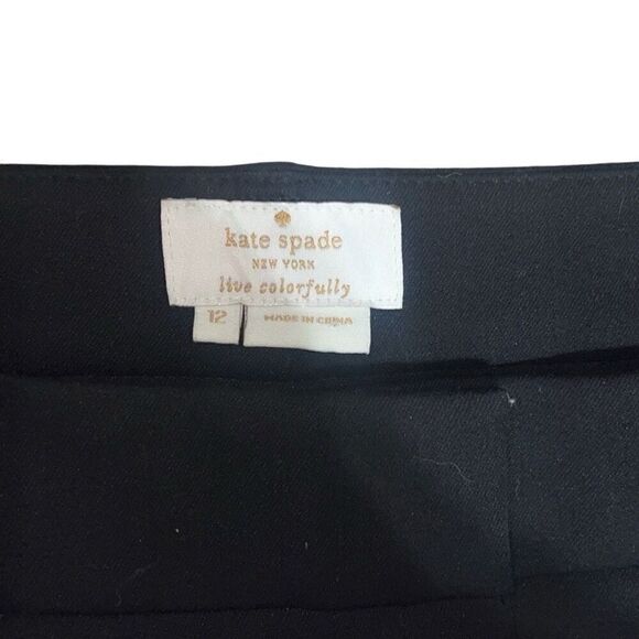 Kate Spade Black Trouser Pants Pleat Pockets Career Wear Office size 12 - Picture 3 of 7